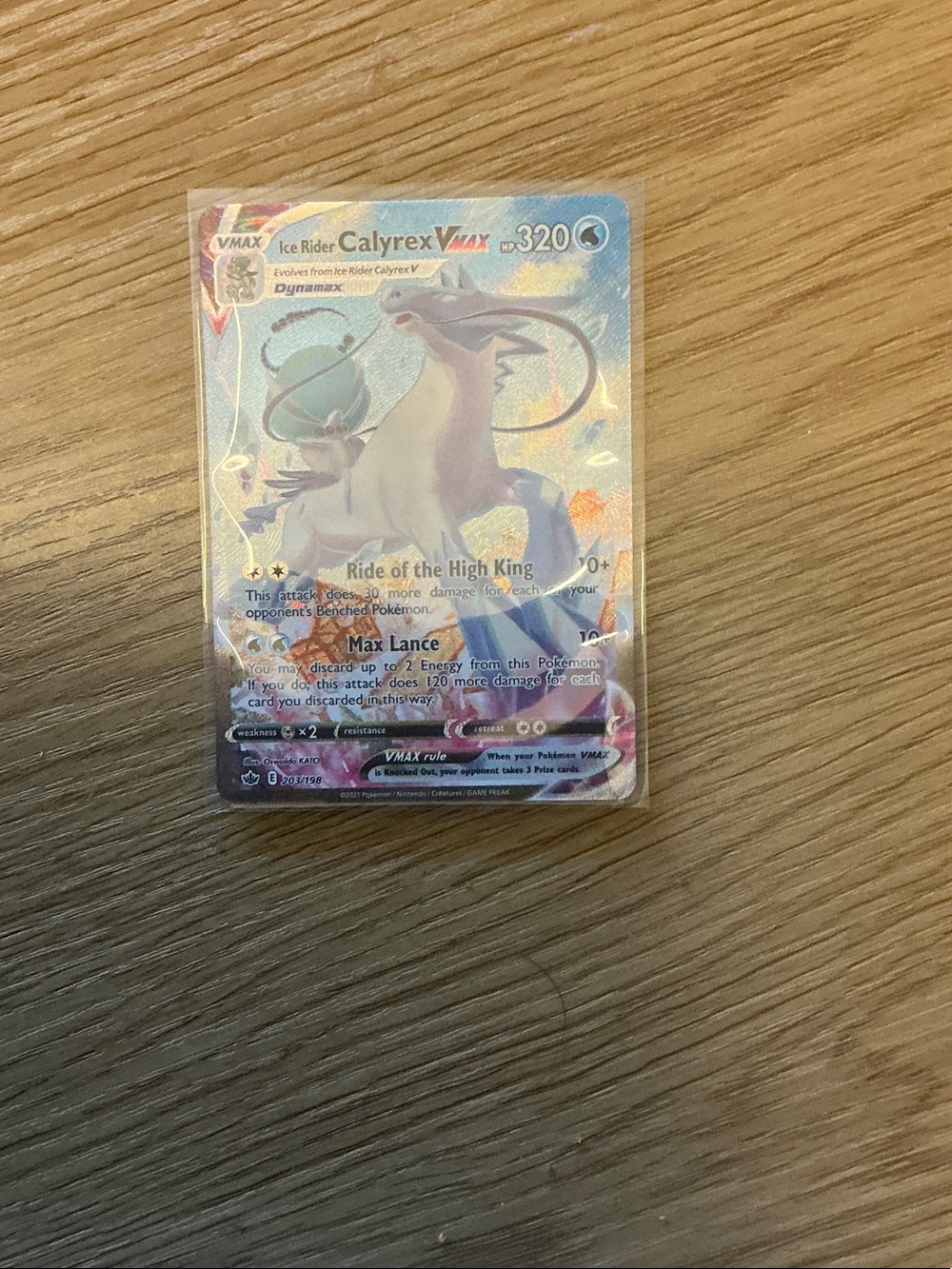 Ice Rider Calyrex VMAX Holographic Pokémon Card - White & Blue Art